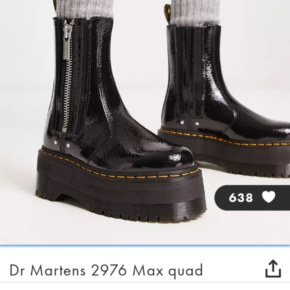 Dr. MARTENS 2976 MAX DISTRESSED PATENT CHELSEA PLATFORM BOOTS SZ-10 NWOT BOX - Picture 2 of 11